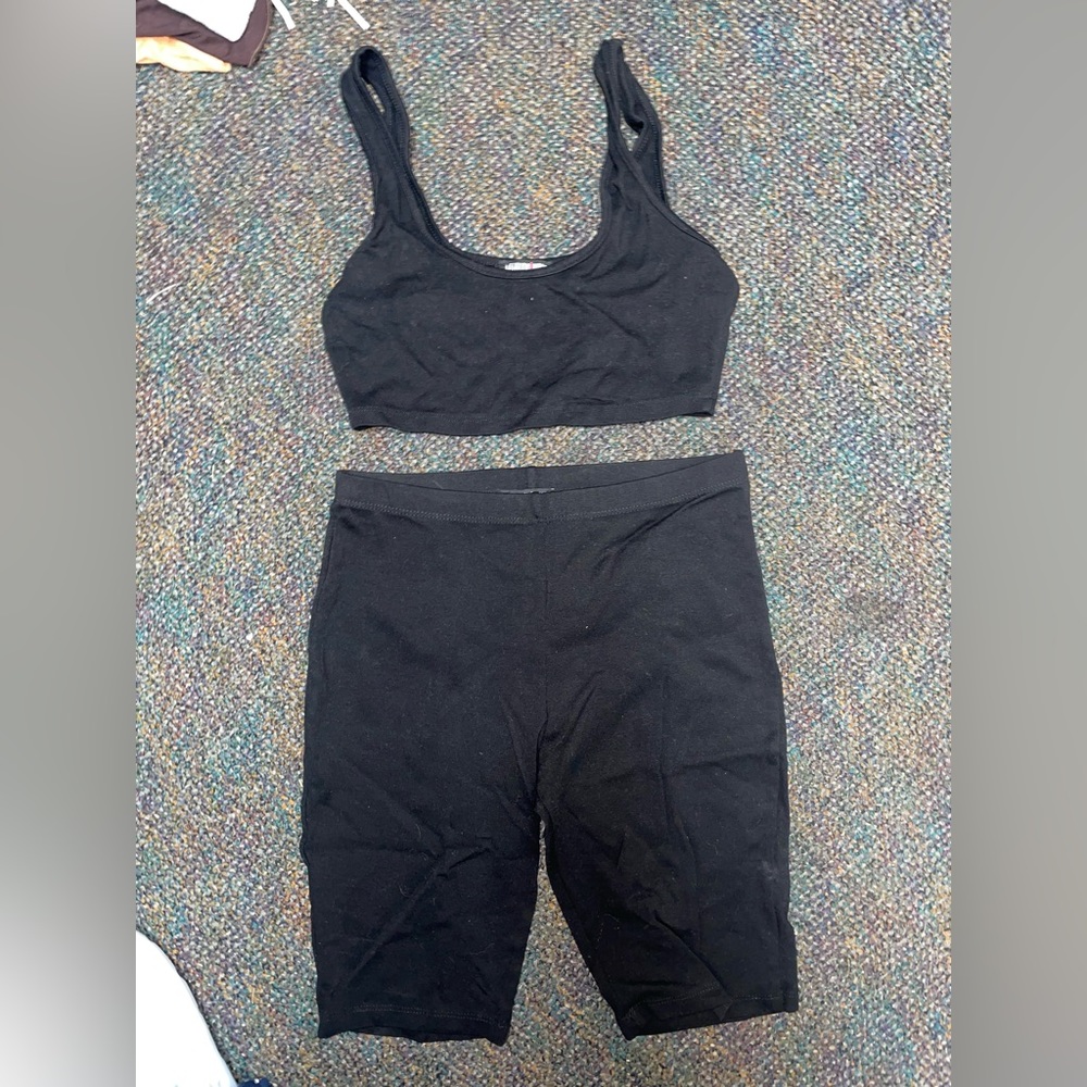 Black set with biker shorts and tank